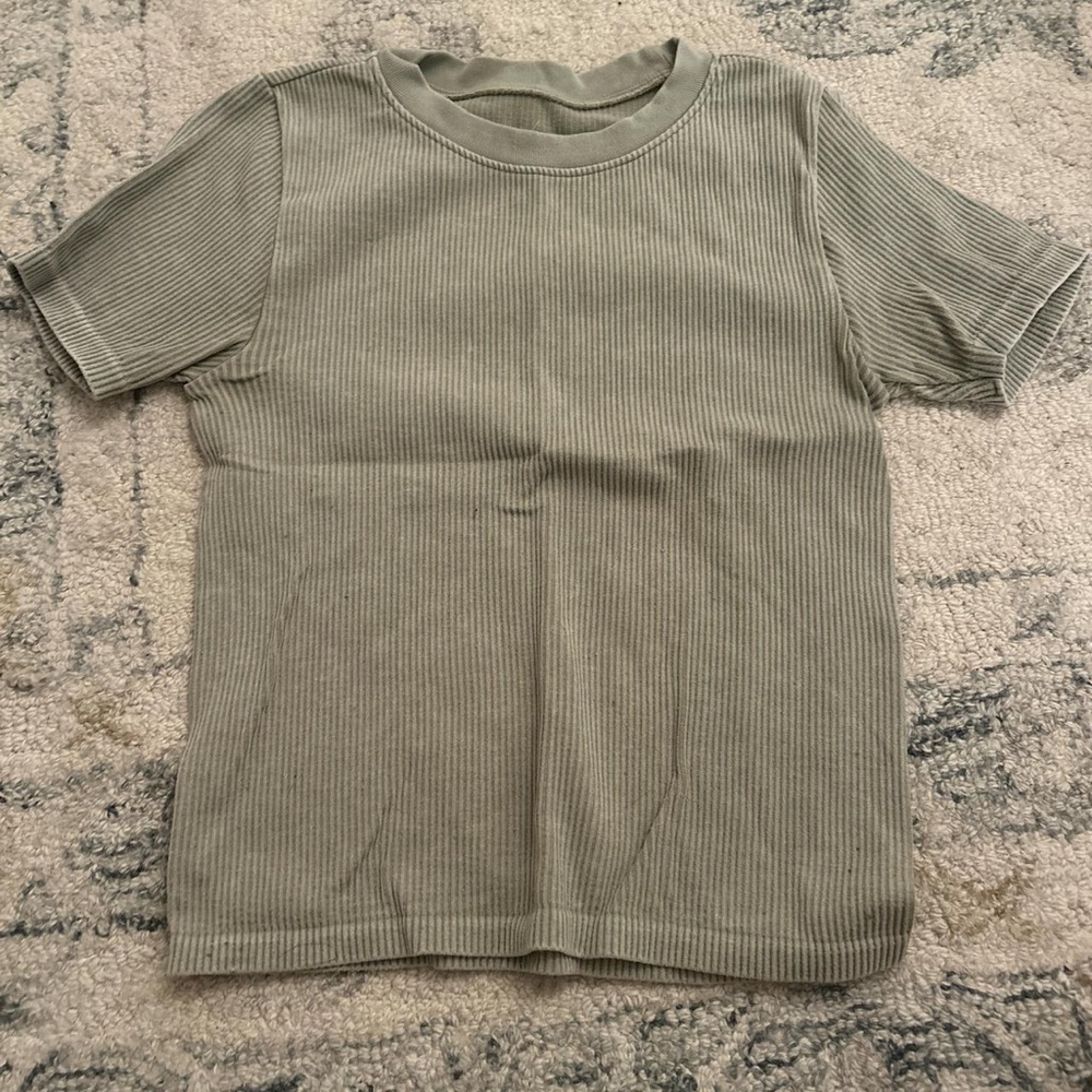 Pink Rose Olive Ribbed Crop Top